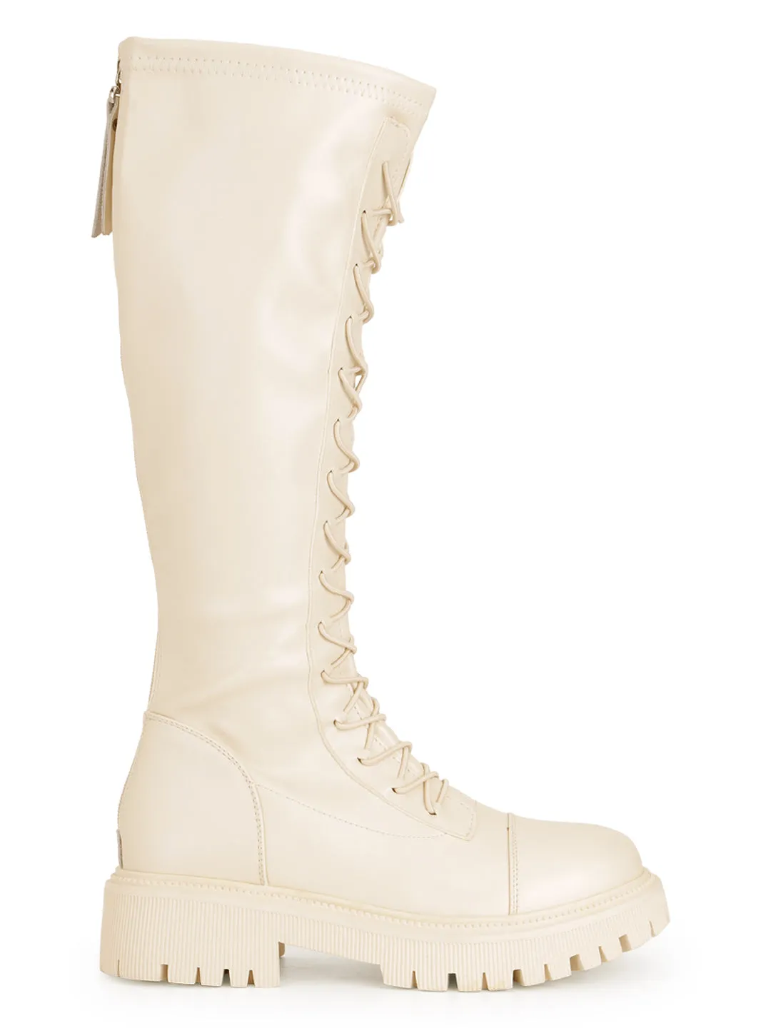 Beige PU High-End-Fashion Stylish Long Boots (TC-RS3702-BEIG)