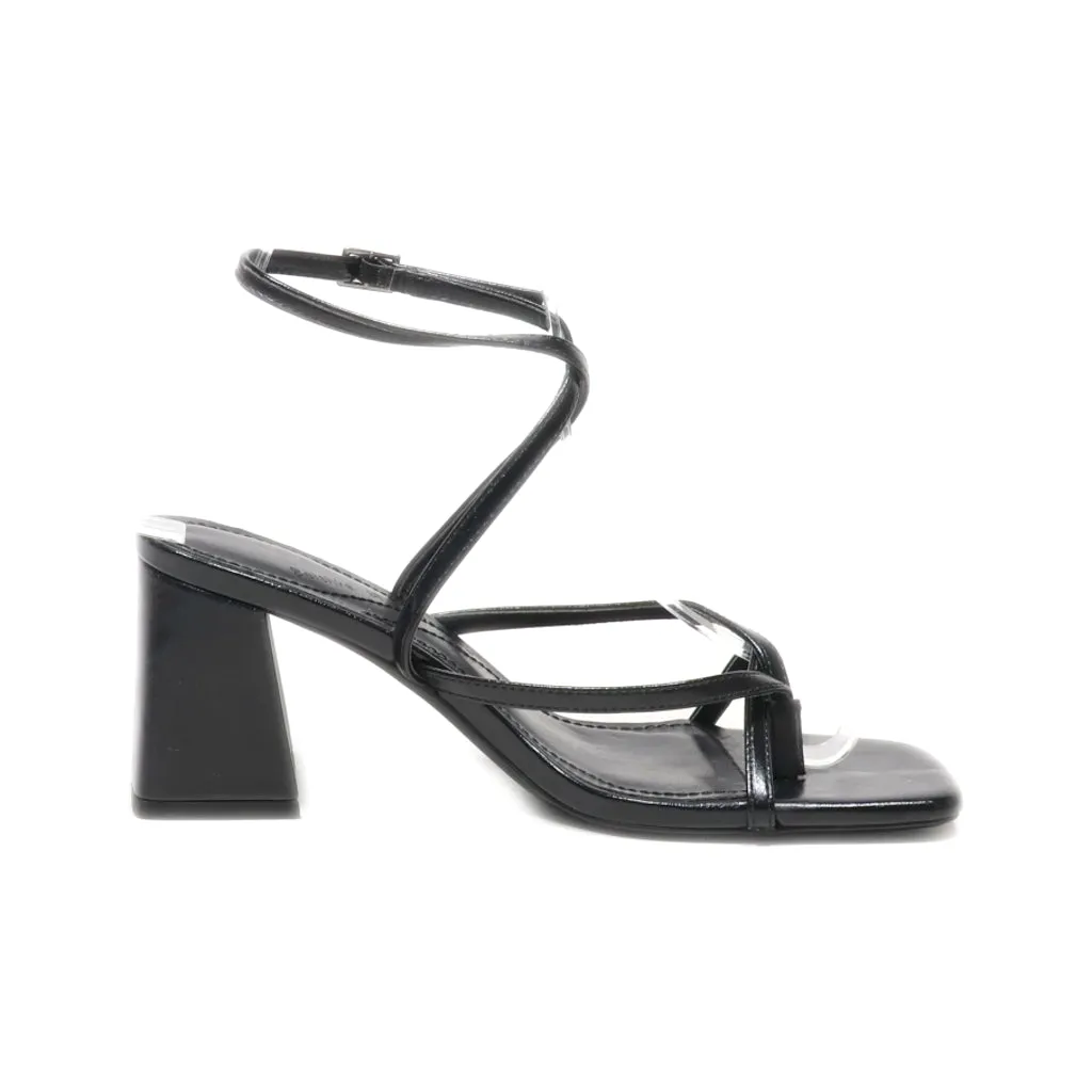 Bershka Mid-Heel Shoes Leather Black Colour For Women