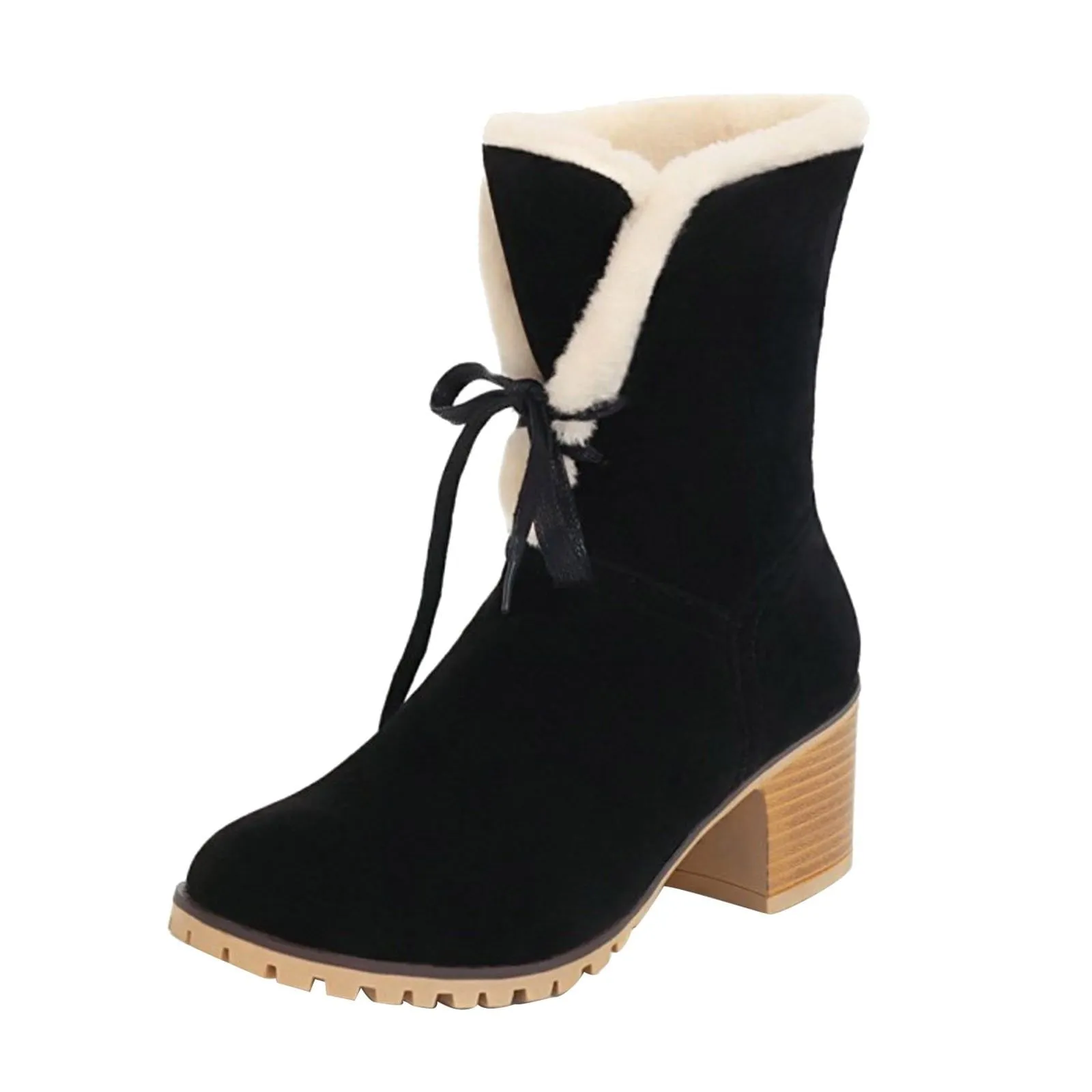 Black faux fur trim Boots Women's