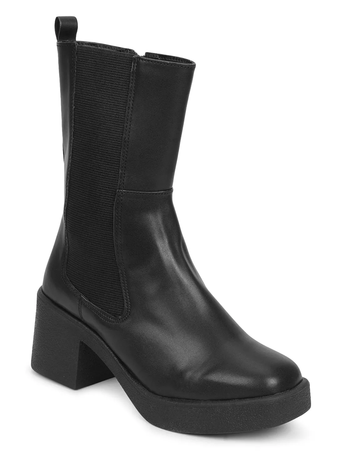 Black PU Block Ankle Boots (TC-ST-1260-BLK)