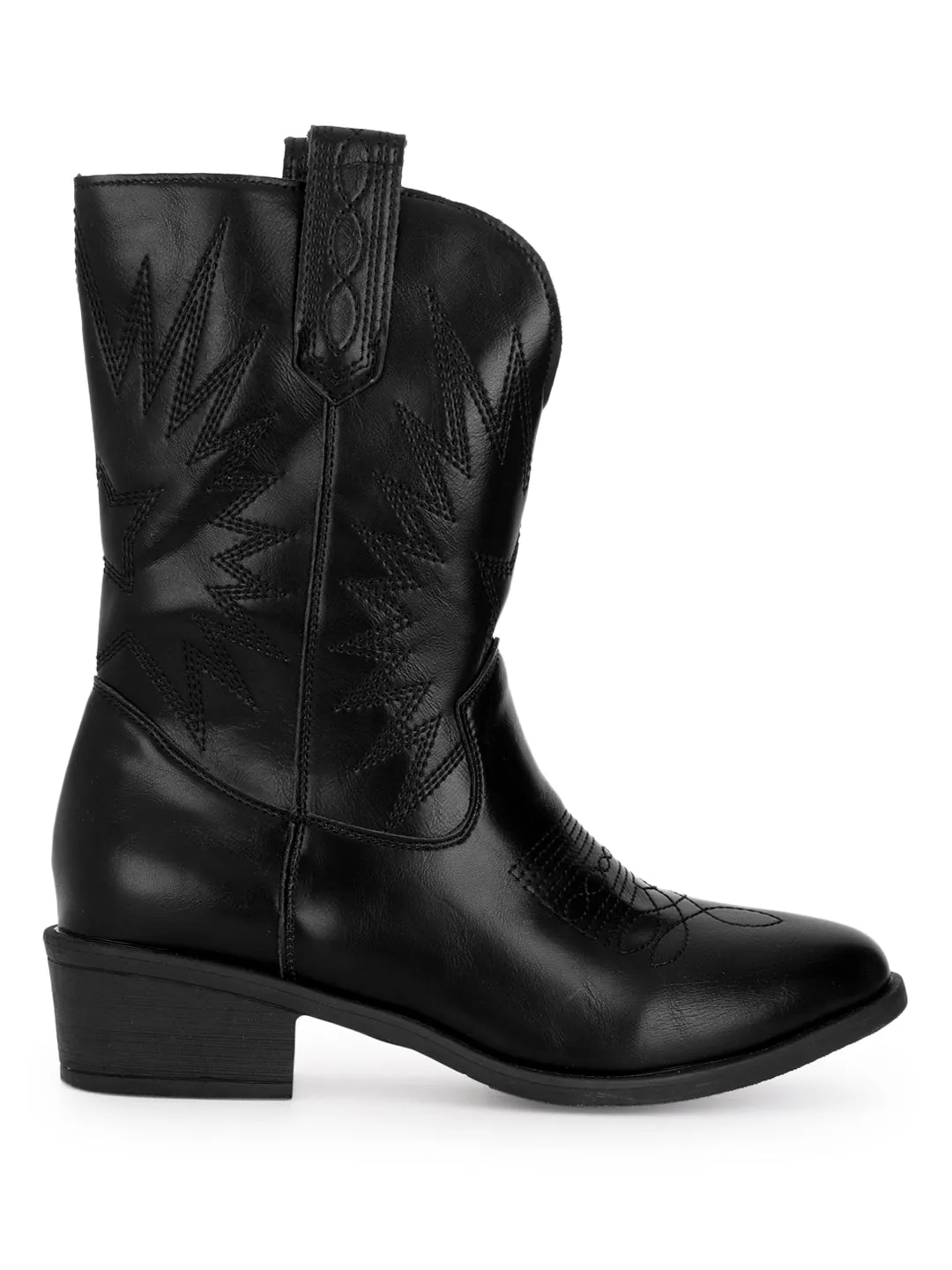 Black PU High-End-Fashion Stylish Ankle Boots (TC-RS3705-BLK)