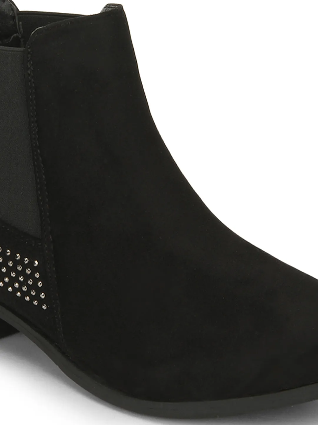 Black Suede Studded Ankle Boots