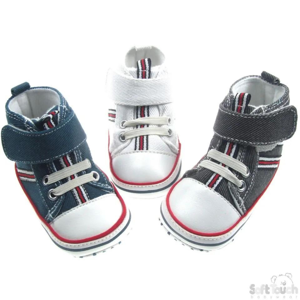 BOYS COTTON TWILL SHOES W/VELCRO FASTENER: