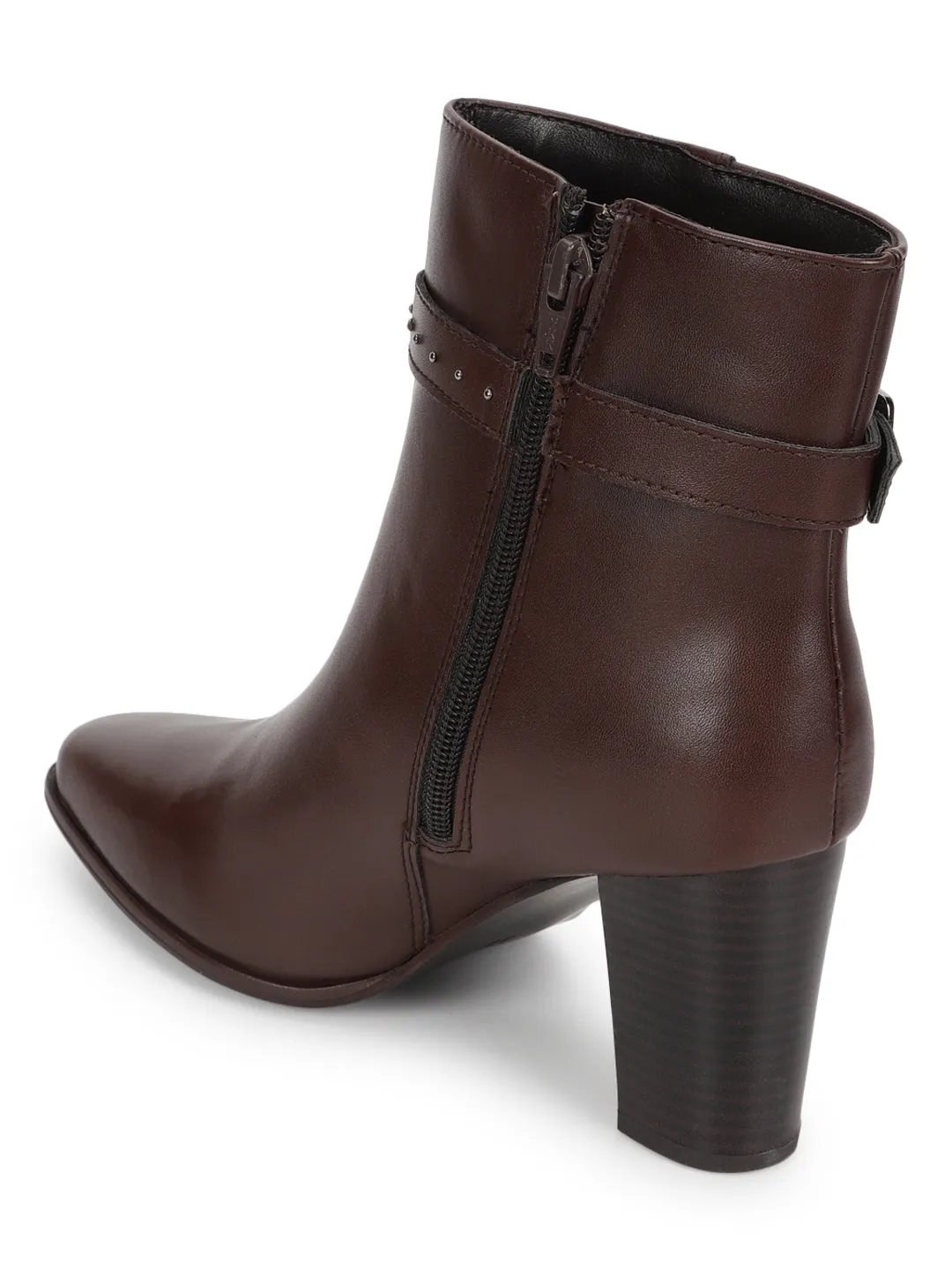 Brown PU Block Ankle Boots (TC-20892-BRO)