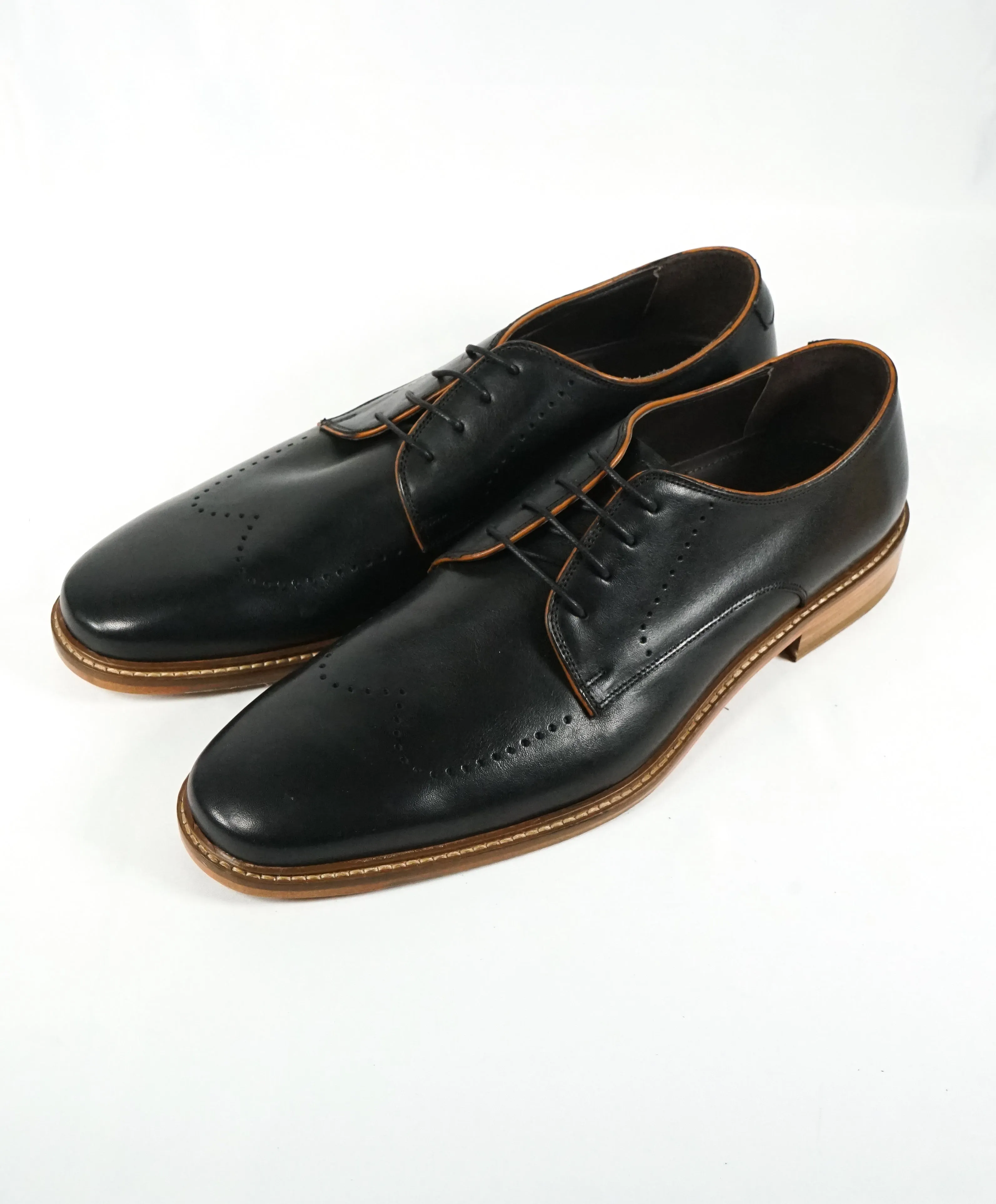 BRUNO MAGLI - “JOHN” Black Brogue Oxfords W Contrast Sole - 12