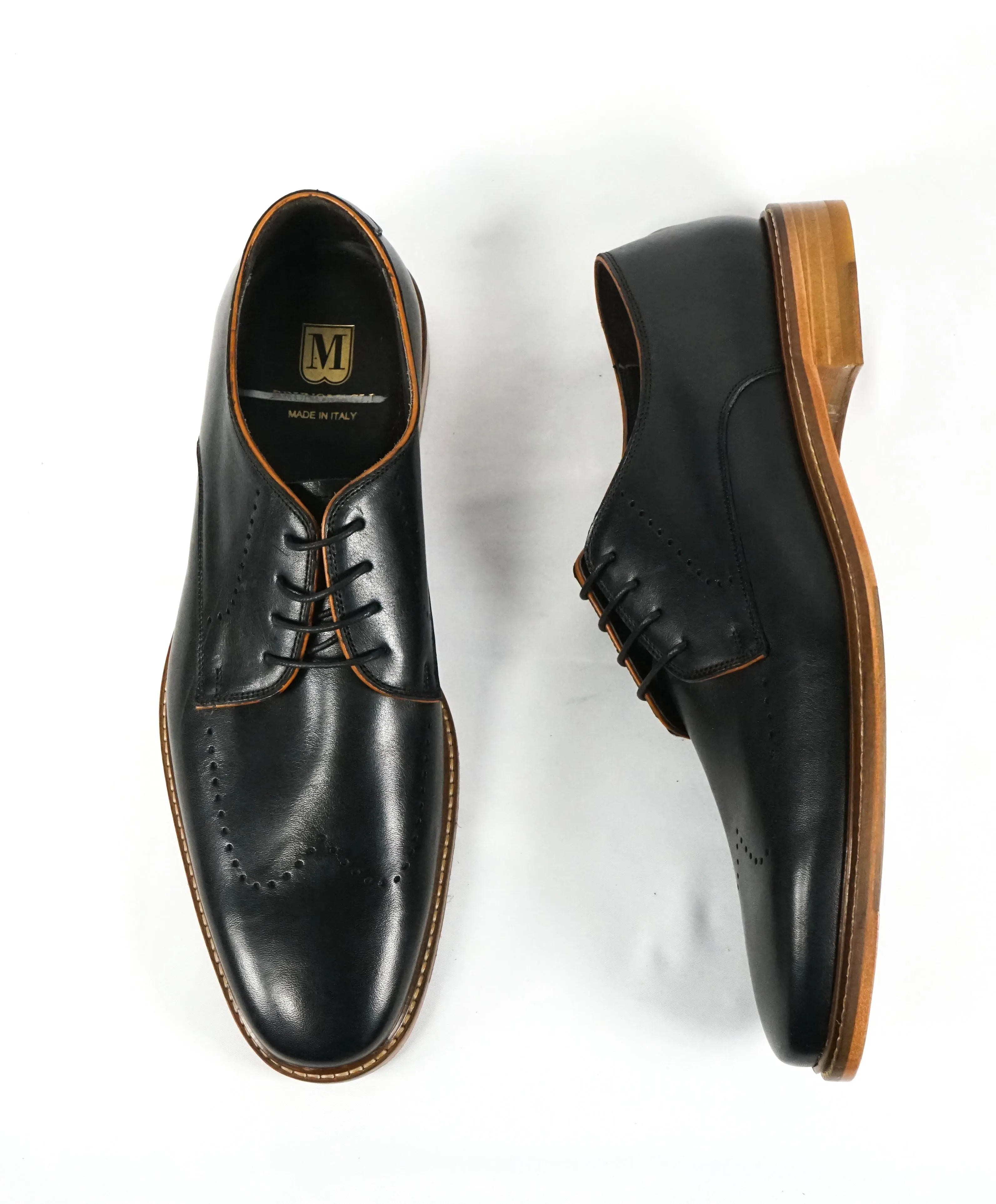 BRUNO MAGLI - “JOHN” Black Brogue Oxfords W Contrast Sole - 12