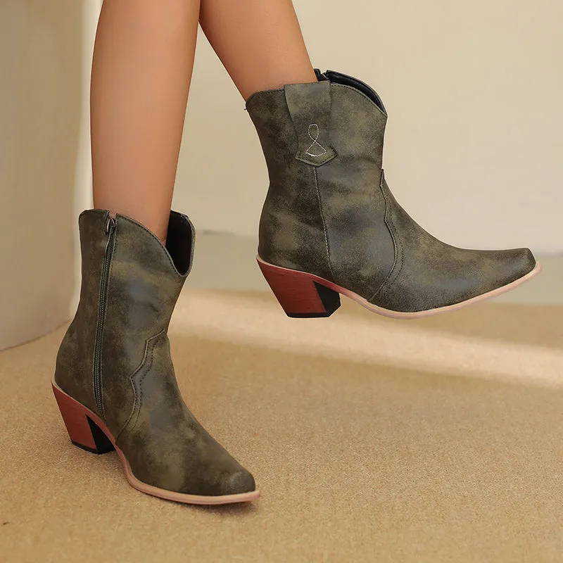 Cowboy Boots for Women Cowgirl Pointed Toe Western Short Boots