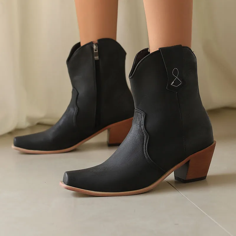 Cowboy Boots for Women Cowgirl Pointed Toe Western Short Boots