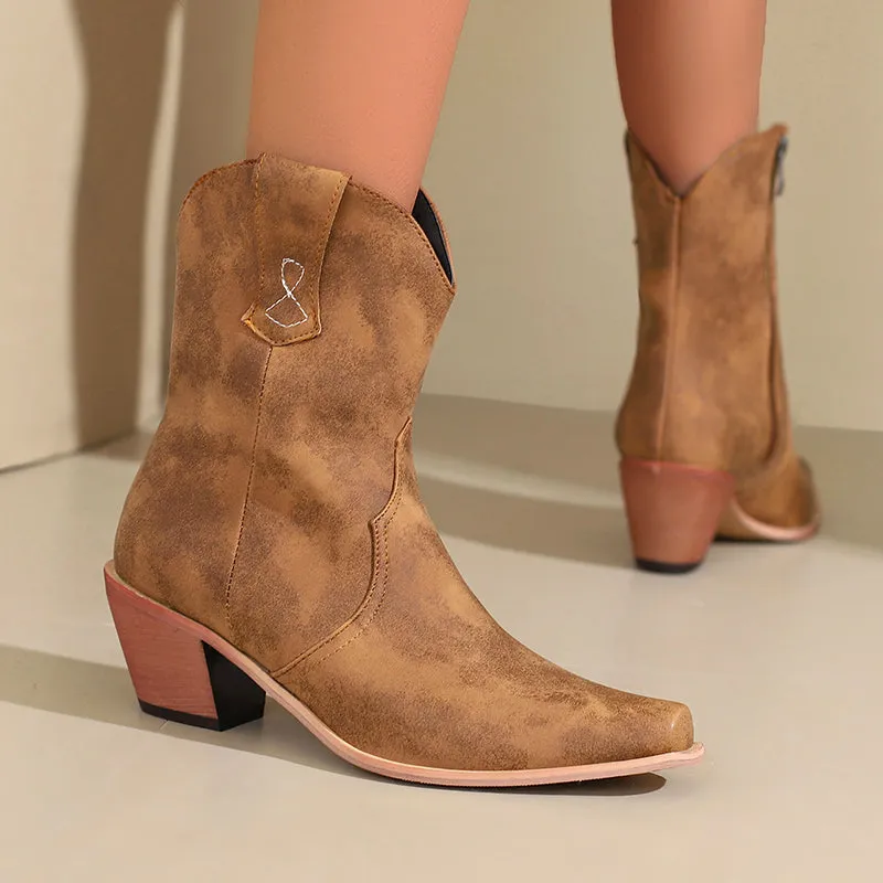 Cowboy Boots for Women Cowgirl Pointed Toe Western Short Boots