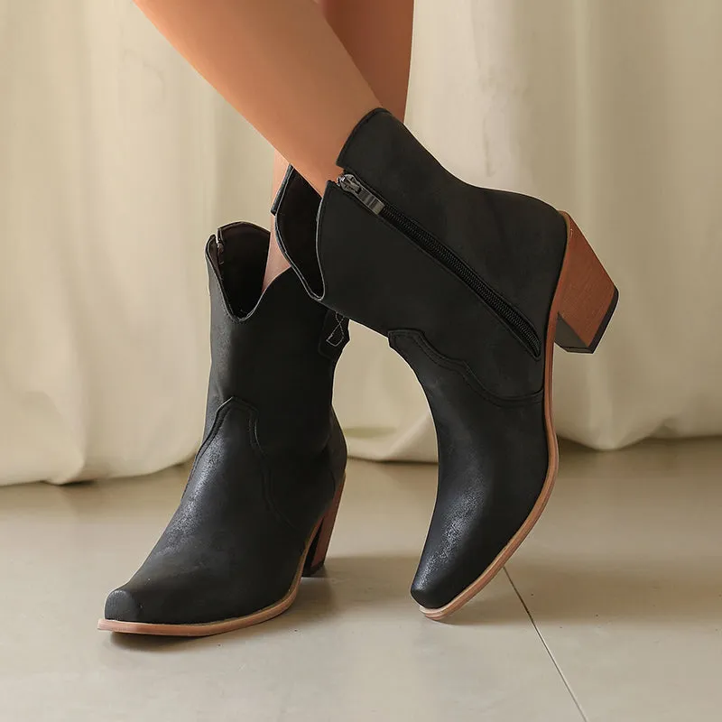 Cowboy Boots for Women Cowgirl Pointed Toe Western Short Boots