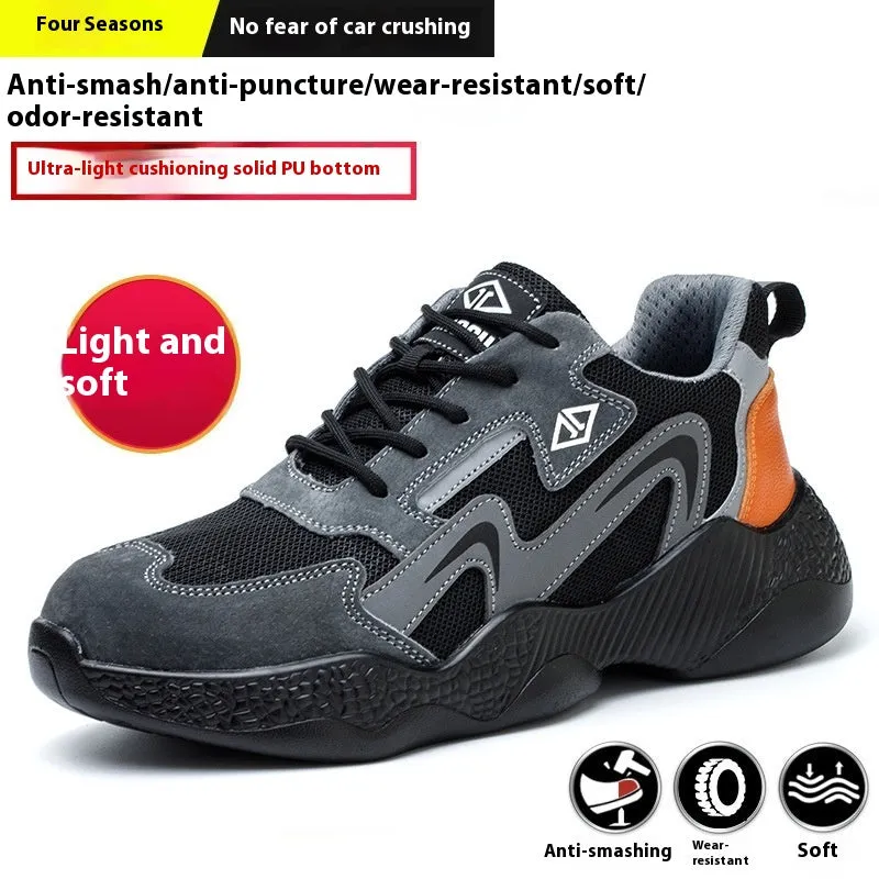 Durable and Lightweight Men's Steel Toe Work Shoes with Anti-Smashing and Anti-Penetration Features