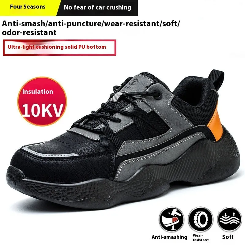 Durable and Lightweight Men's Steel Toe Work Shoes with Anti-Smashing and Anti-Penetration Features