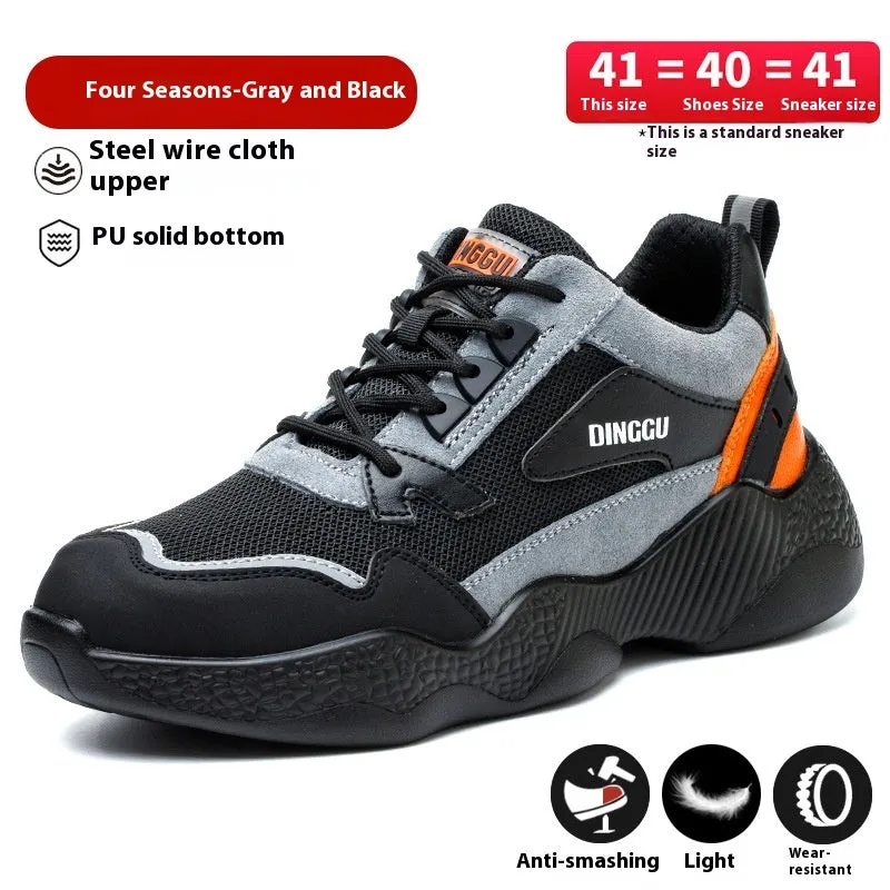 Durable and Lightweight Men's Steel Toe Work Shoes with Anti-Smashing and Anti-Penetration Features