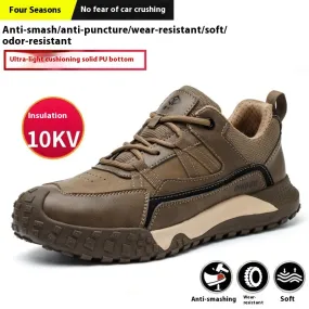 Durable and Lightweight Men's Steel Toe Work Shoes with Anti-Smashing and Anti-Penetration Features