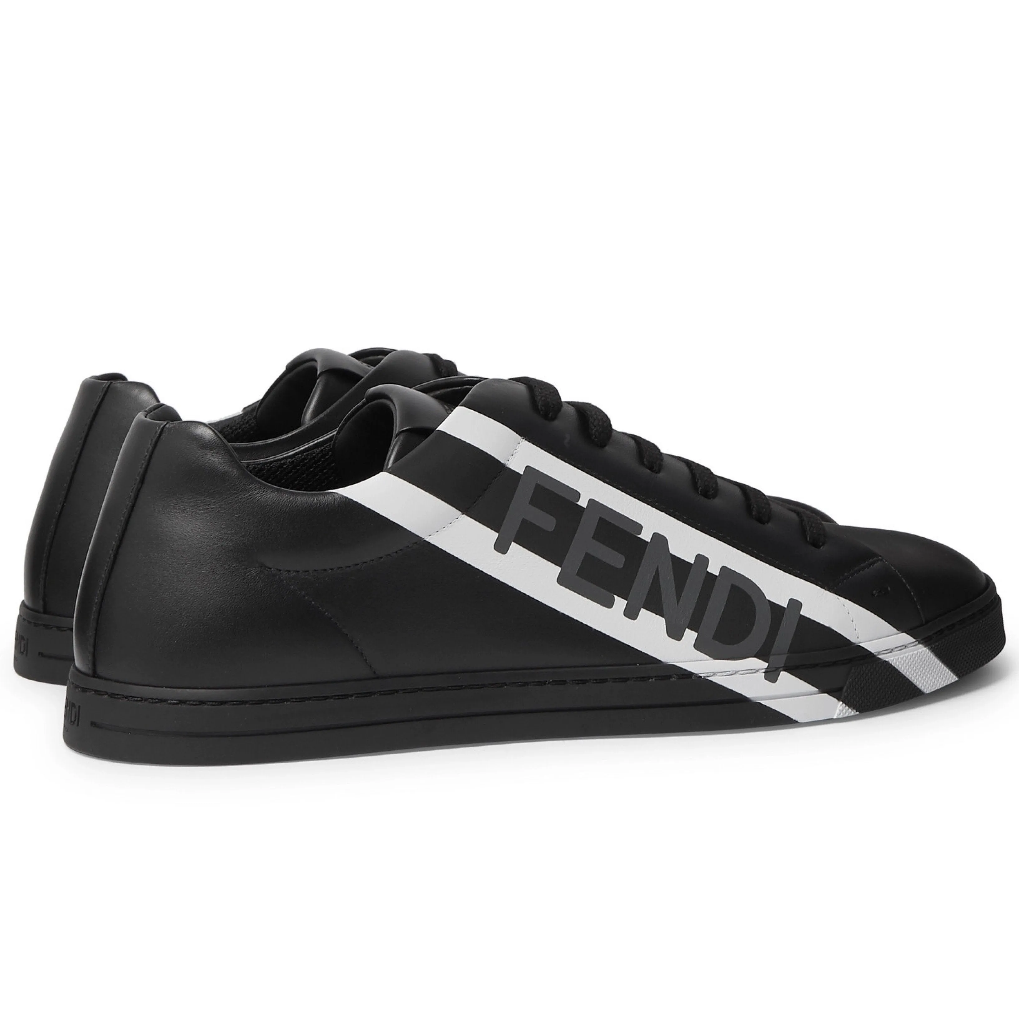 Fendi Black Leather Logo Sneakers