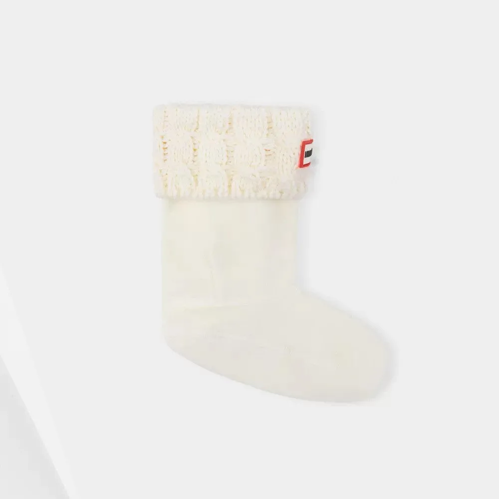 Hunter White Original Kids 6 Stitch Cable Boot Sock