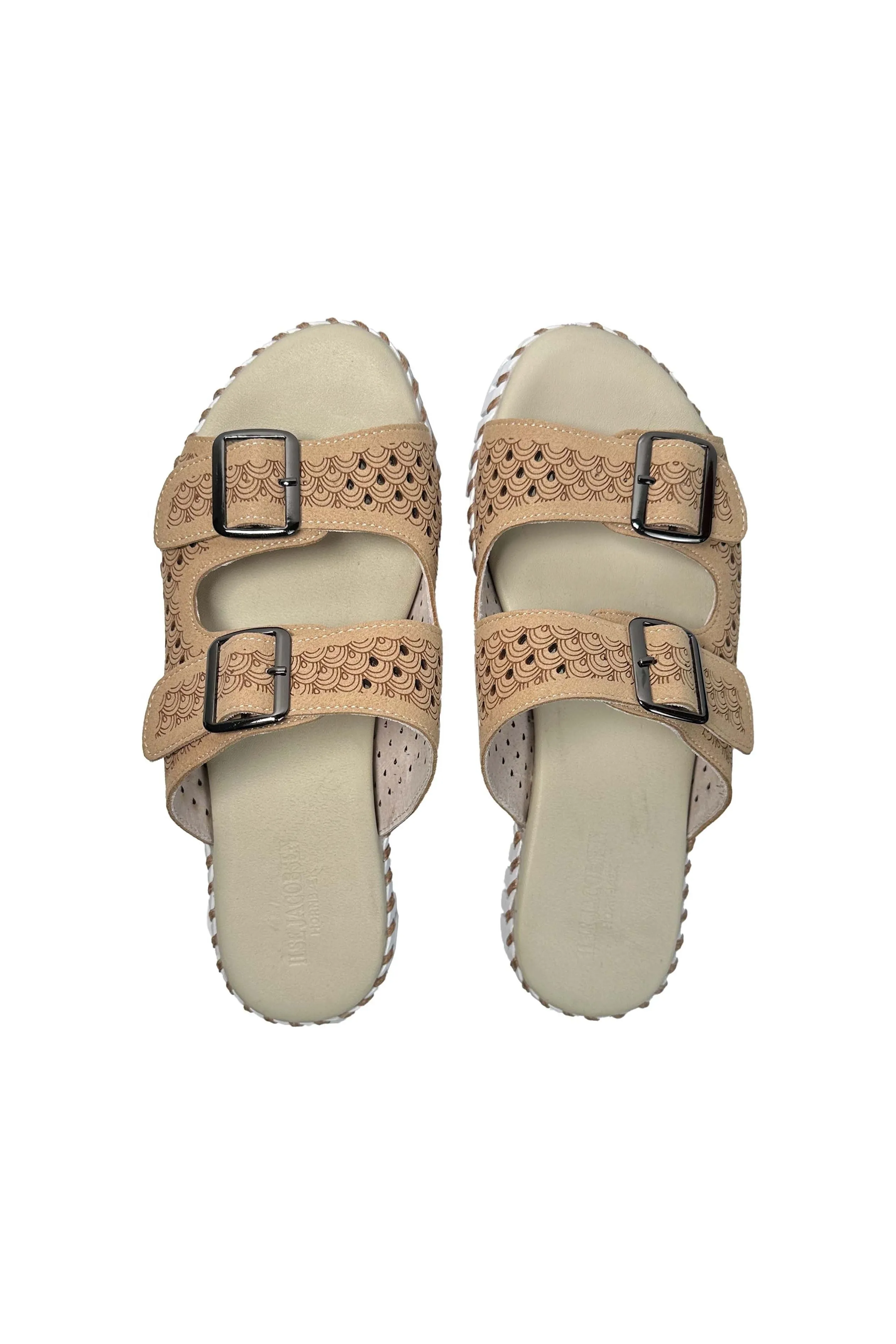 Ilse Jacobsen Hornbæk Tulip 1176LC Double Band Sandals | Latte 110A | Clearance Final Sale