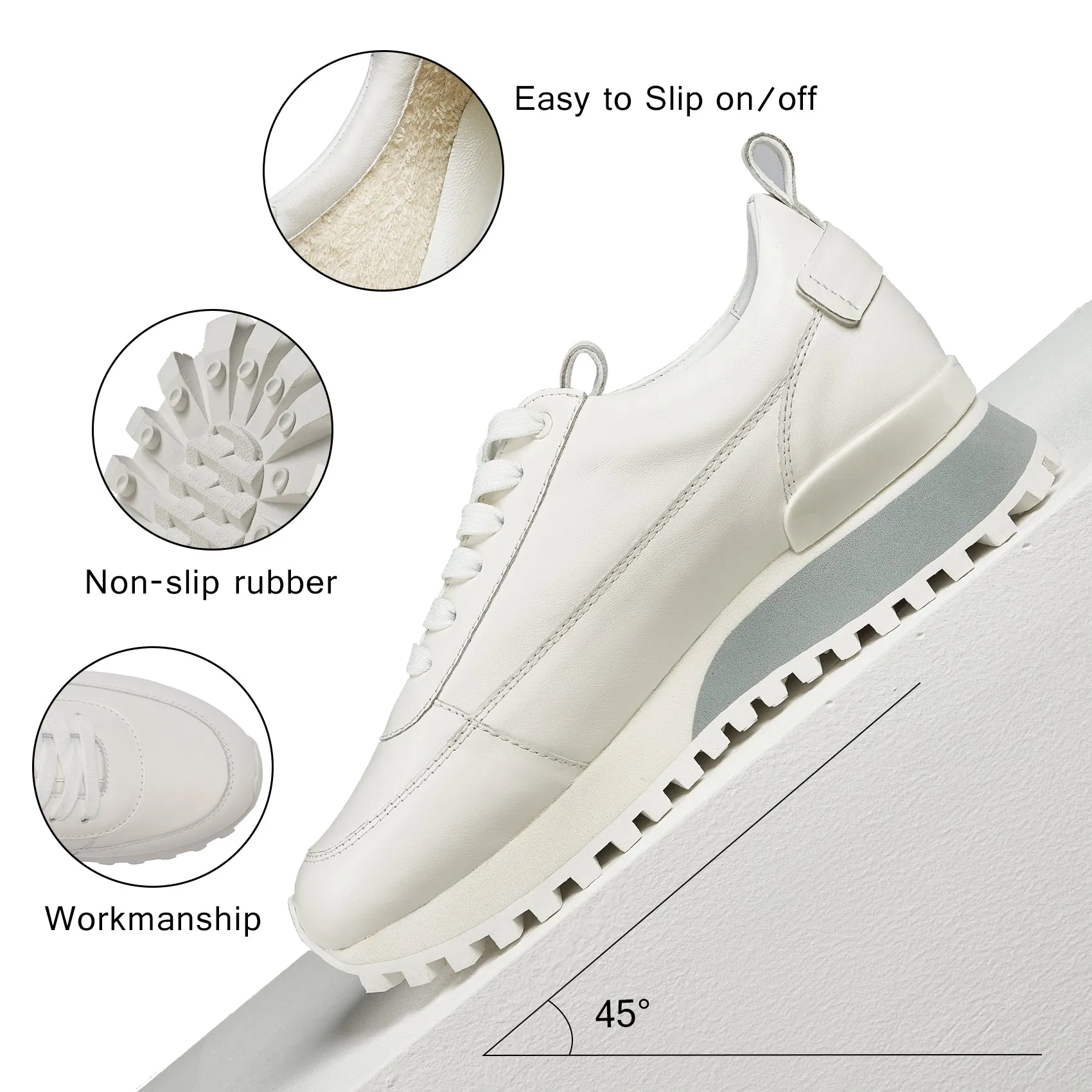 JackieShi  ZOEL Women Fashion Sneakers Made of 100% Cowhide & Sheepskin, Casual Comfortable Running Shoes, Non-Slip Memory Foam Sneaker