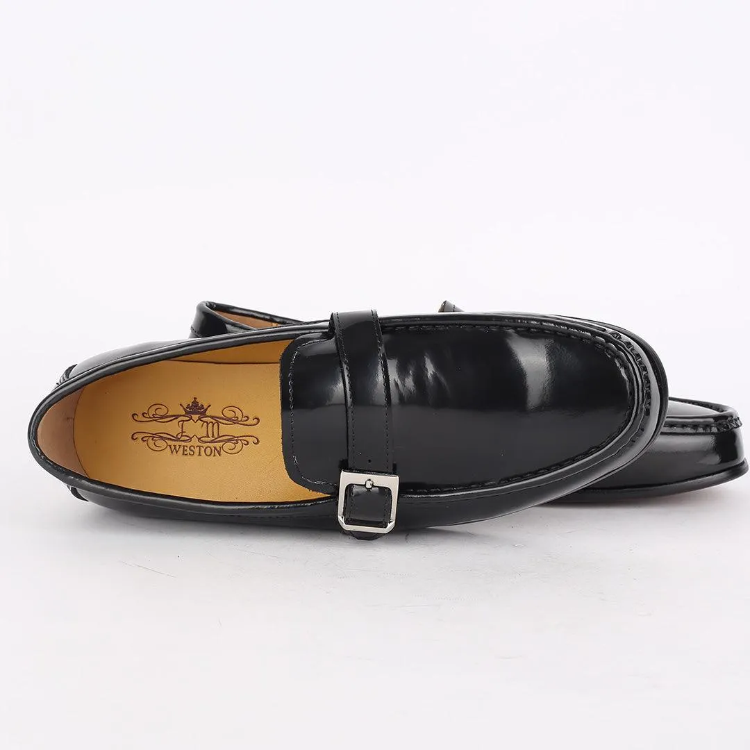 J.M Weston Superlative Glossy With Belt Design  Loafers Shoe