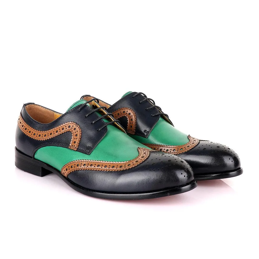 John Mendson Blue Green With Brown Oxford Shoe