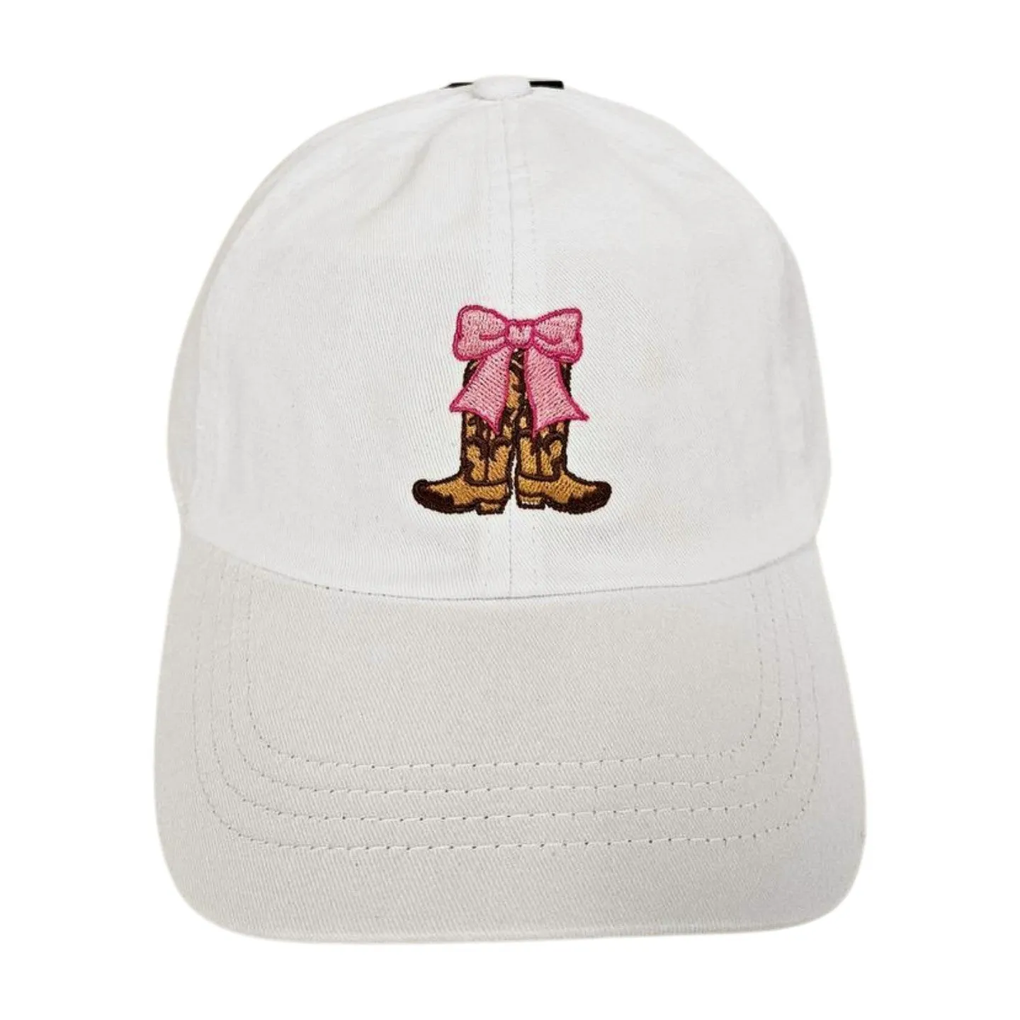 LCAP3626 - COWBOY BOOTS WITH PINK BOW BASEBALL CAP