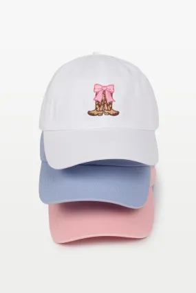 LCAP3626 - COWBOY BOOTS WITH PINK BOW BASEBALL CAP