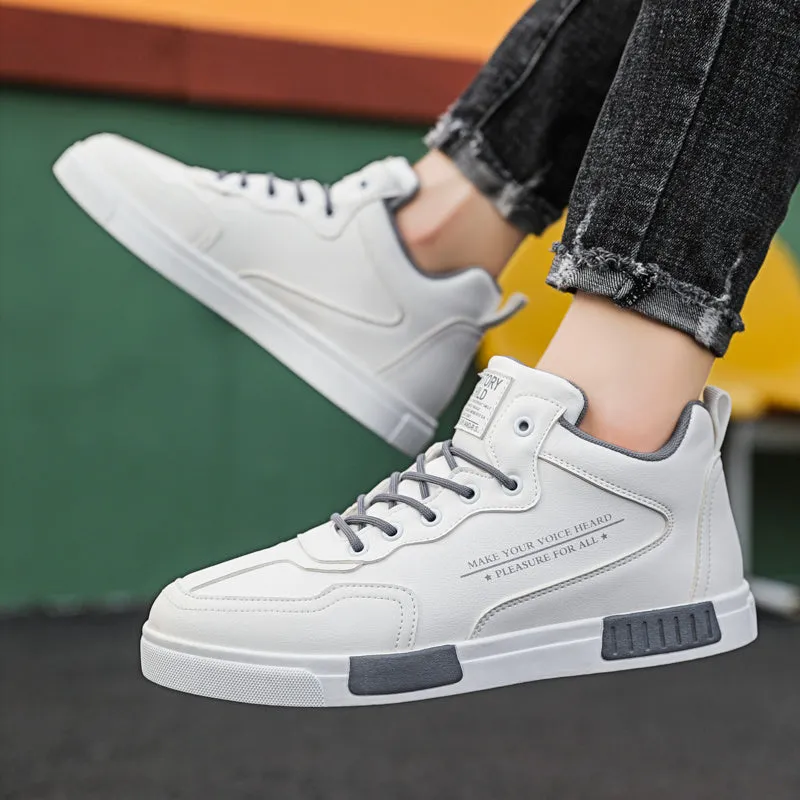 Leather Panel Shoes Fashionable High-top