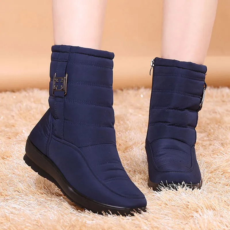 New waterproof flat boots plus size warm snow boots