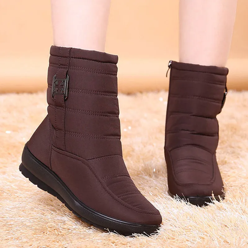 New waterproof flat boots plus size warm snow boots