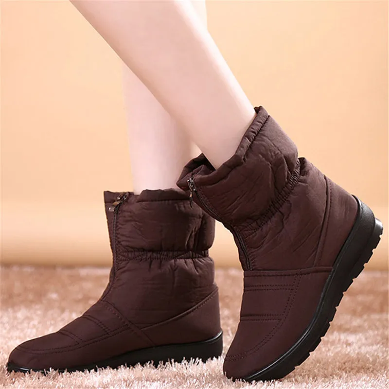 New waterproof flat boots plus size warm snow boots