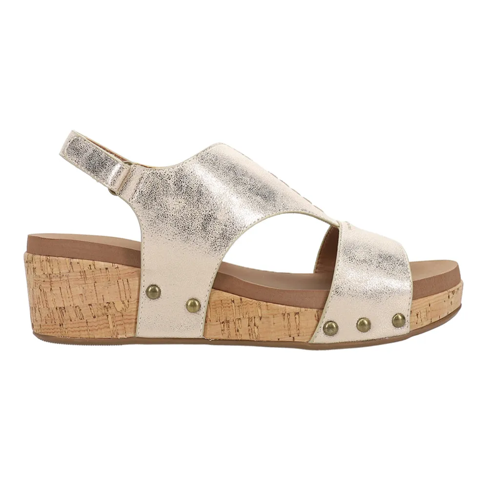 Refreshing Metallic Studded Wedge Sandals