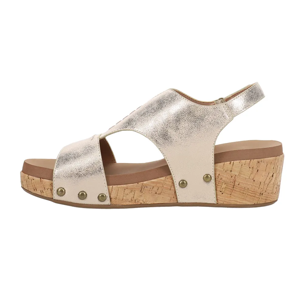 Refreshing Metallic Studded Wedge Sandals