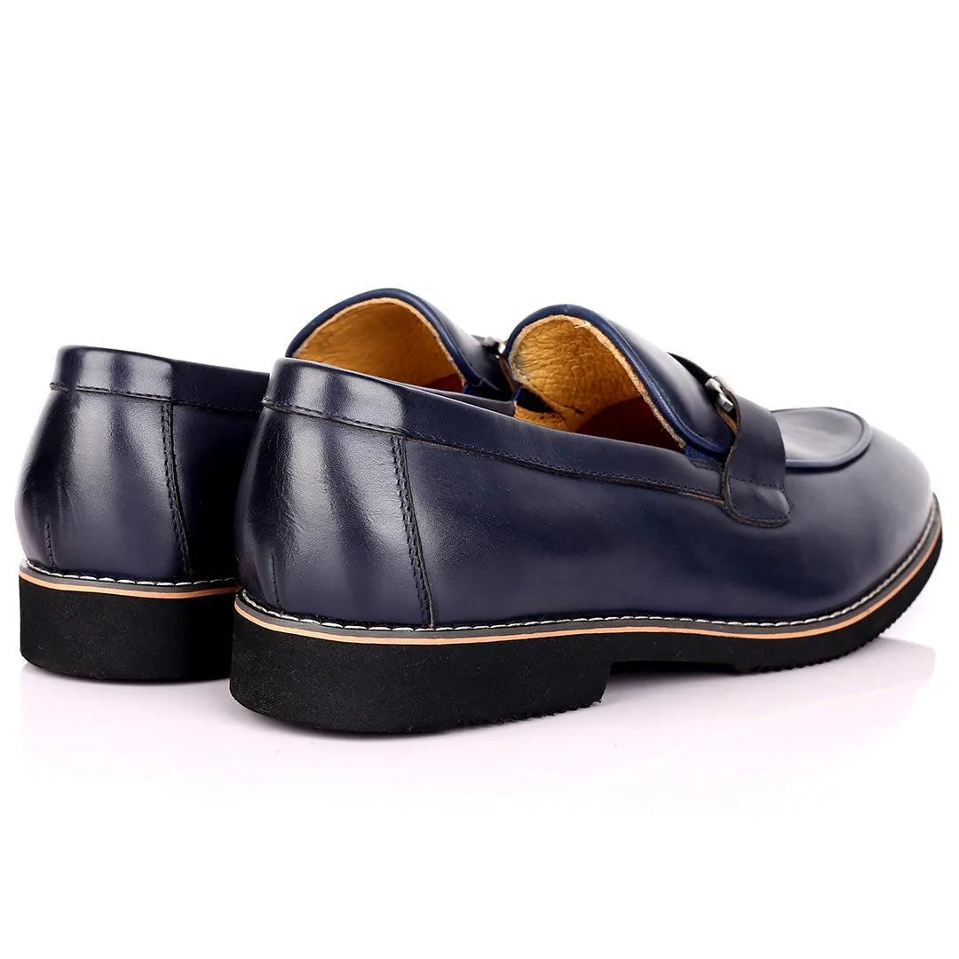 Renato Bulbecc Single Chain Designed Men's Shoes-Navy Blue