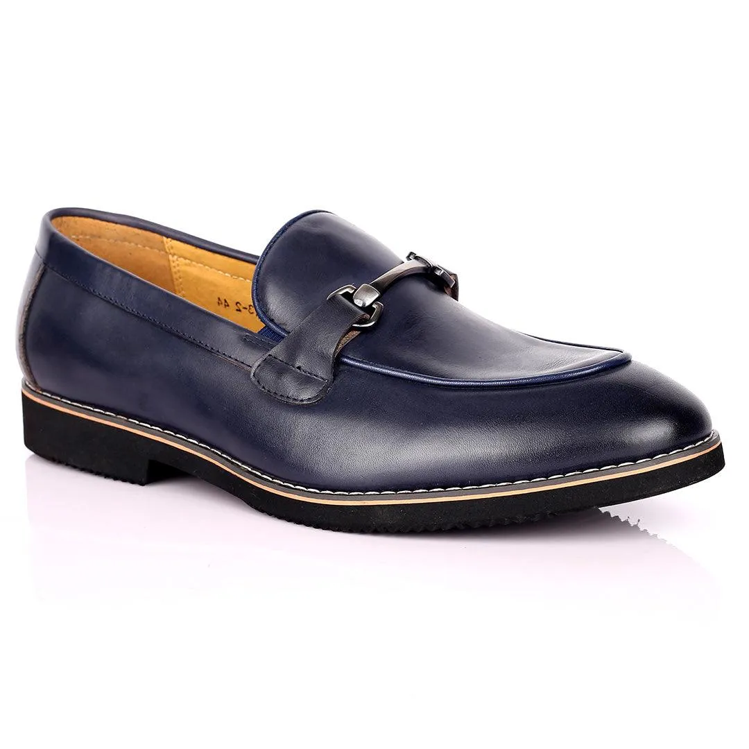 Renato Bulbecc Single Chain Designed Men's Shoes-Navy Blue