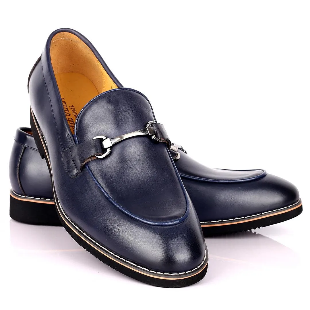 Renato Bulbecc Single Chain Designed Men's Shoes-Navy Blue