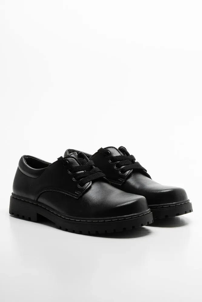 Rugged Leather Mens Shoes Black