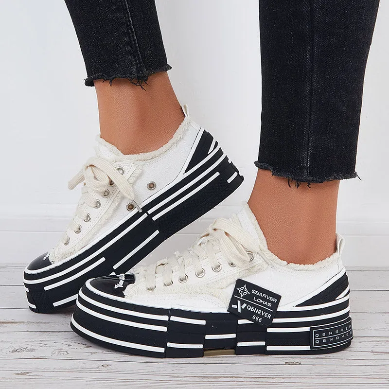 Sohiwoo  Women Platform Sneakers Casual Daily Comfy Shoes