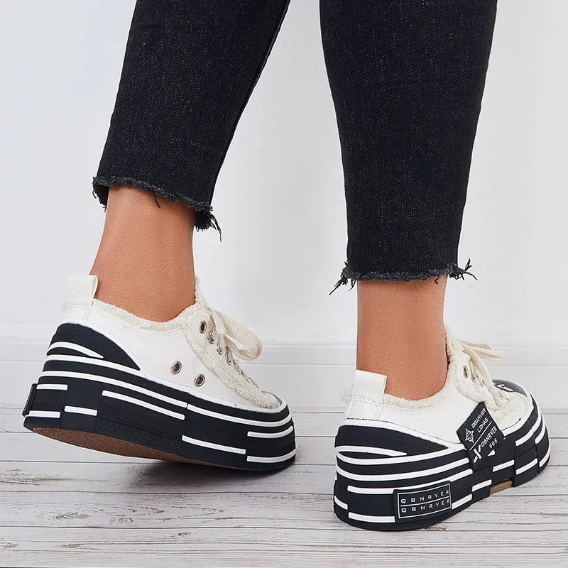 Sohiwoo  Women Platform Sneakers Casual Daily Comfy Shoes