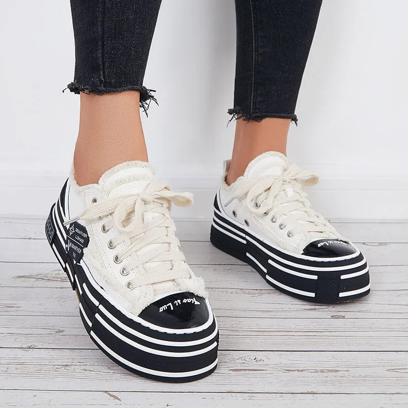 Sohiwoo  Women Platform Sneakers Casual Daily Comfy Shoes