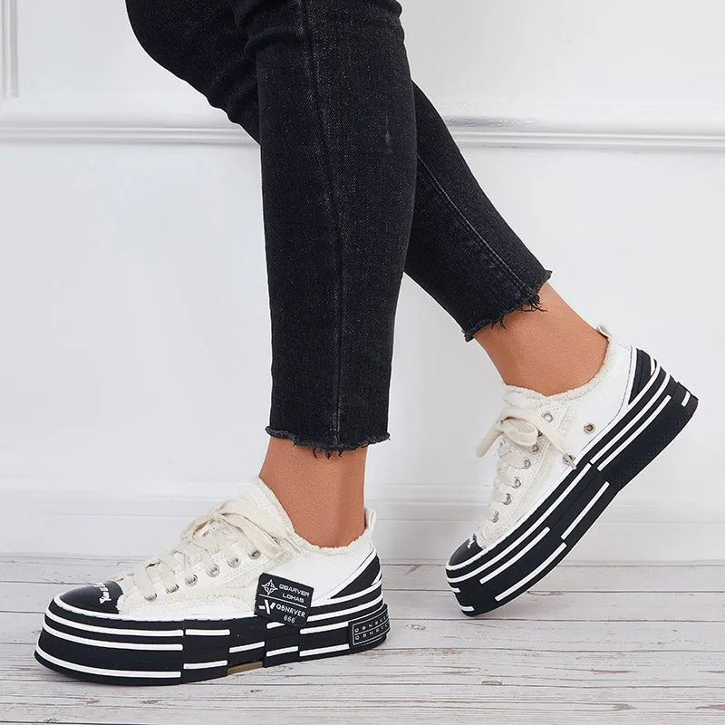 Sohiwoo  Women Platform Sneakers Casual Daily Comfy Shoes