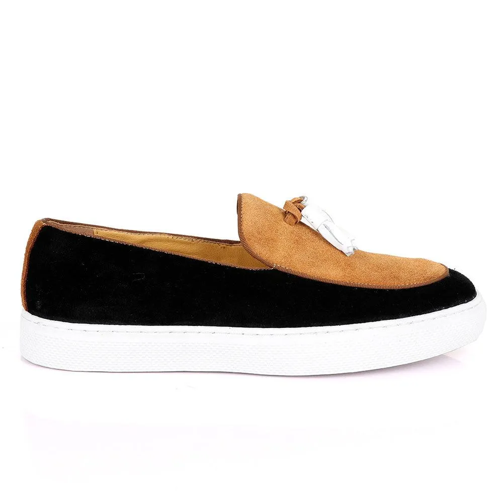 Terry Taylors Tassel Suede Black And Brown Sneaker Shoe