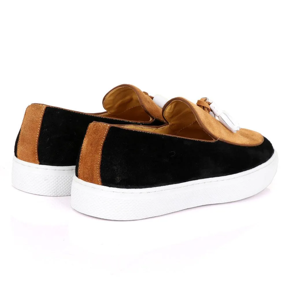 Terry Taylors Tassel Suede Black And Brown Sneaker Shoe