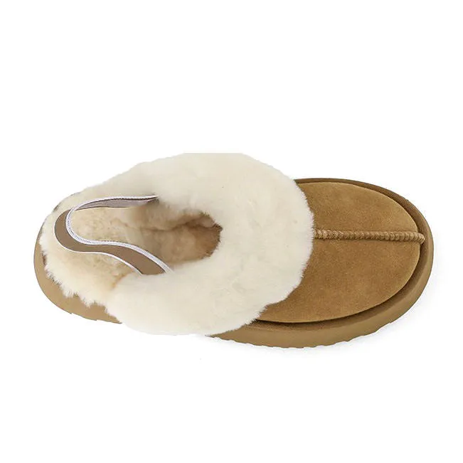 Warm Sheepskin Platform Slippers