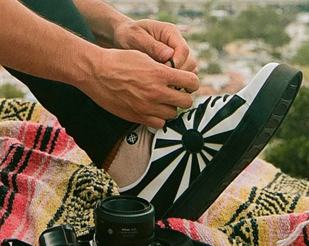 White & Black Sunburst Sneaker