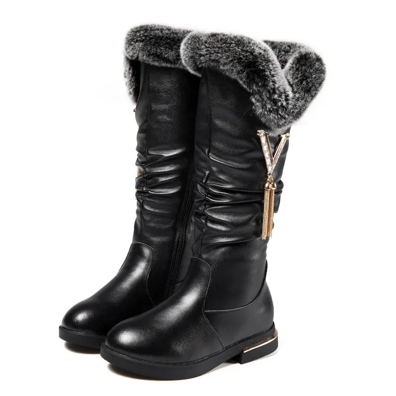 Winter New Girls Boots Fashion Plush Warm Snow Boots