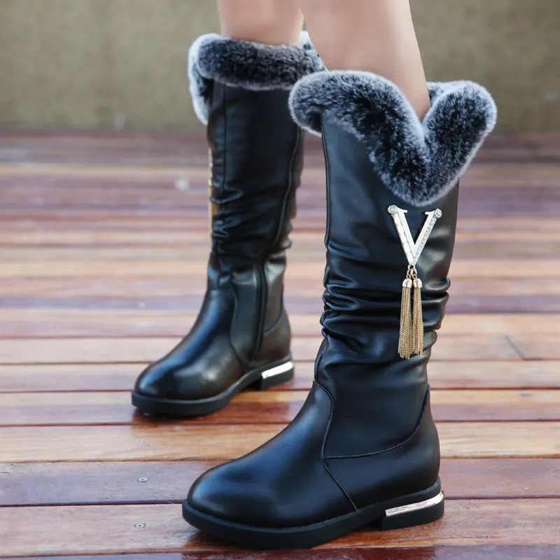 Winter New Girls Boots Fashion Plush Warm Snow Boots