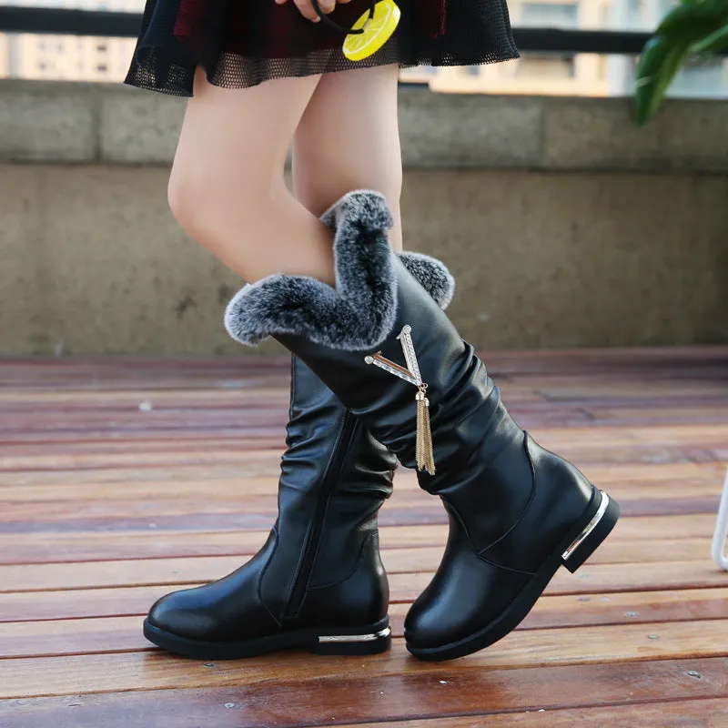 Winter New Girls Boots Fashion Plush Warm Snow Boots