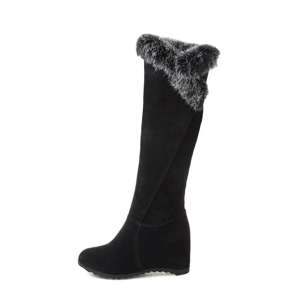 Winter warm plush lining over the knee boots pull on