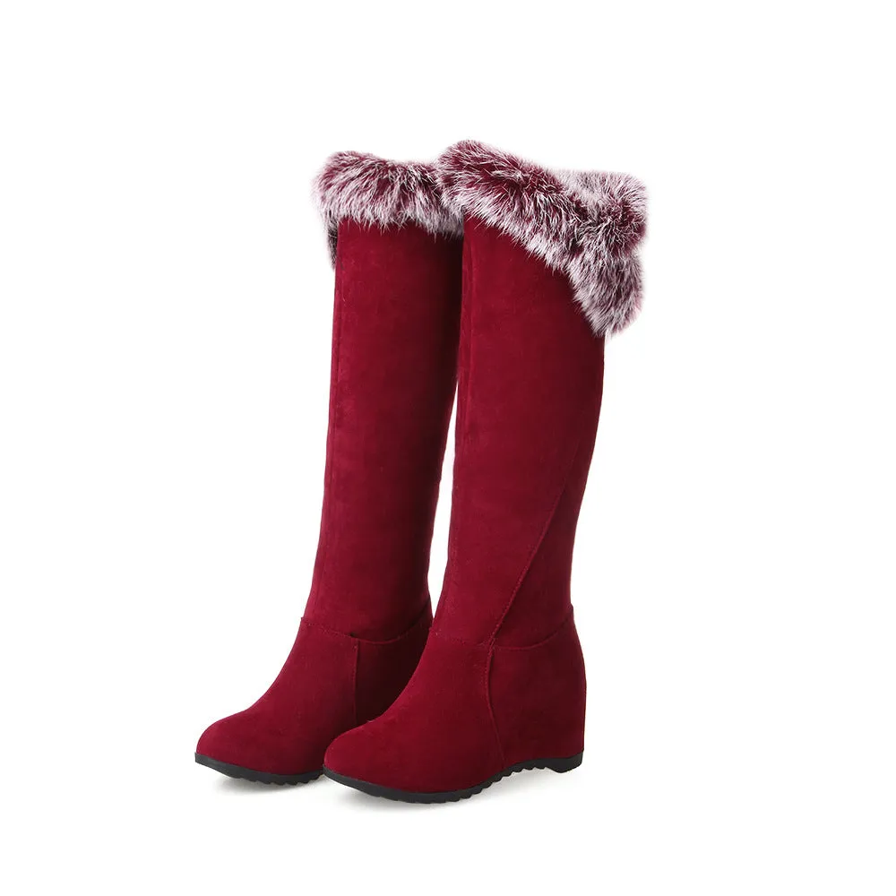 Winter warm plush lining over the knee boots pull on