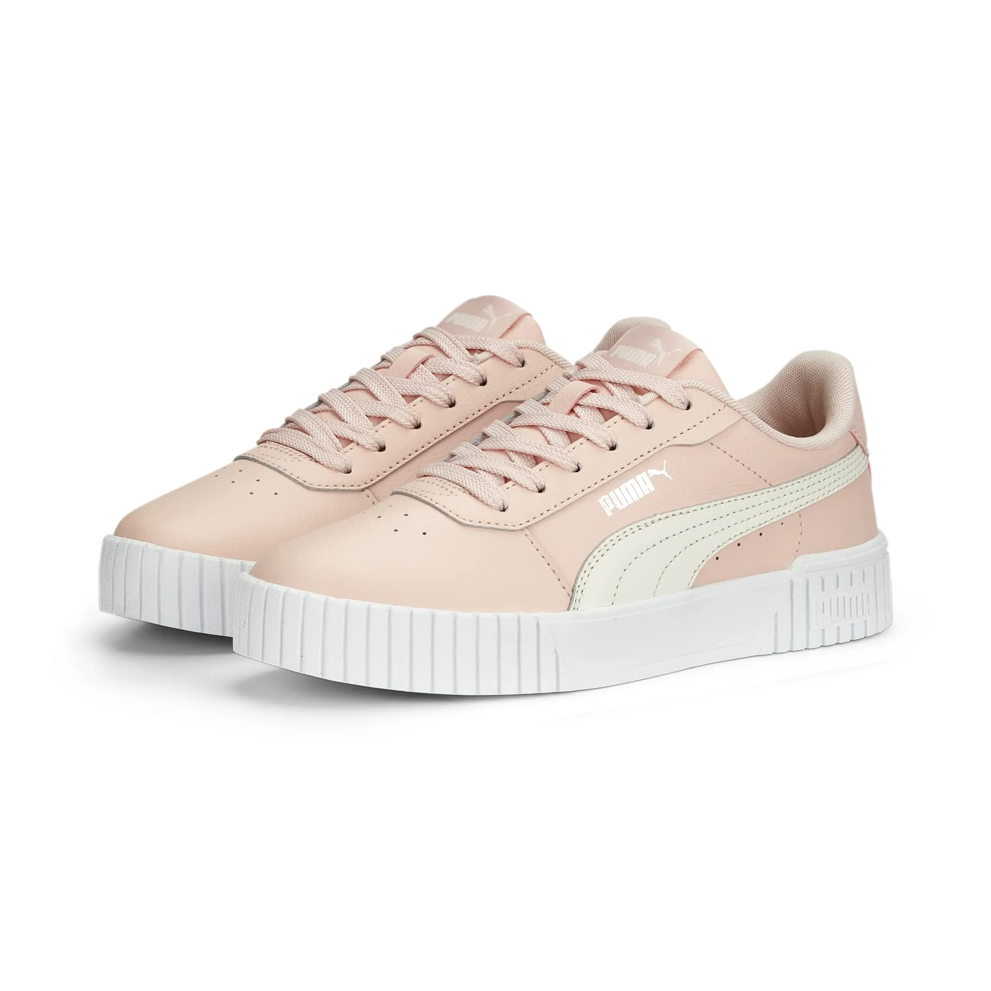 Women's Shoe PUMA CARINA 2.0 Leather Lace Up Sneakers 38584911 ROSE / WHITE